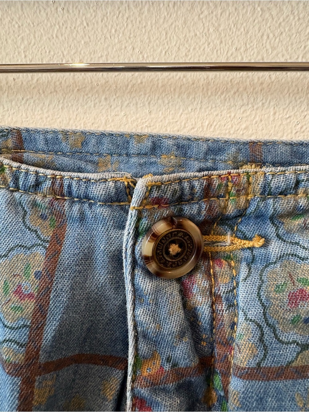 Vintage LizSport Boho Patchwork Denim Maxi Skirt - Light Blue Floral - Picture 4 of 7